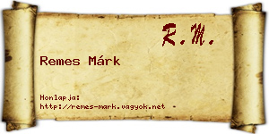 Remes Márk névjegykártya